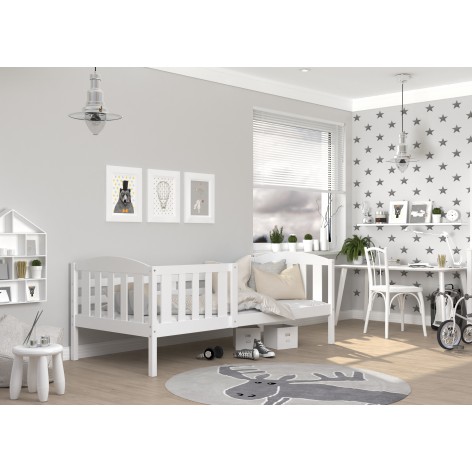 Lit Enfant Leo 90x190 Blanc Livré Avec Sommier