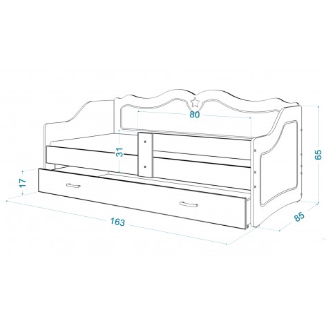 Lit Enfant Lily 80x160 + Matelas + Tiroir Blanc Livré Avec Sommier, Tiroir Et Matelas De 7cm Offert