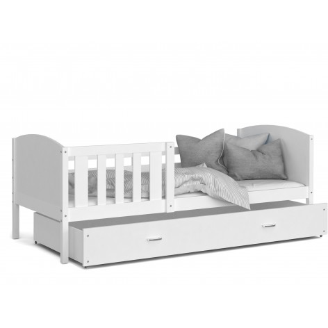 Lit Enfant Tomy 90x190 Blanc - Blanc Livré Avec Sommier, Tiroir Et Matelas De 7cm Offert