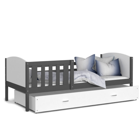 Lit Enfant Tomy 90x190 Blanc - Blanc Livré Avec Sommier, Tiroir Et Matelas De 7cm Offert