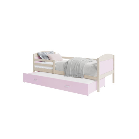 Lit Gigogne Mateo 90x190 Blanc - Blanc Livré Avec Sommier, Tiroir Et Matelas De 7cm Offert