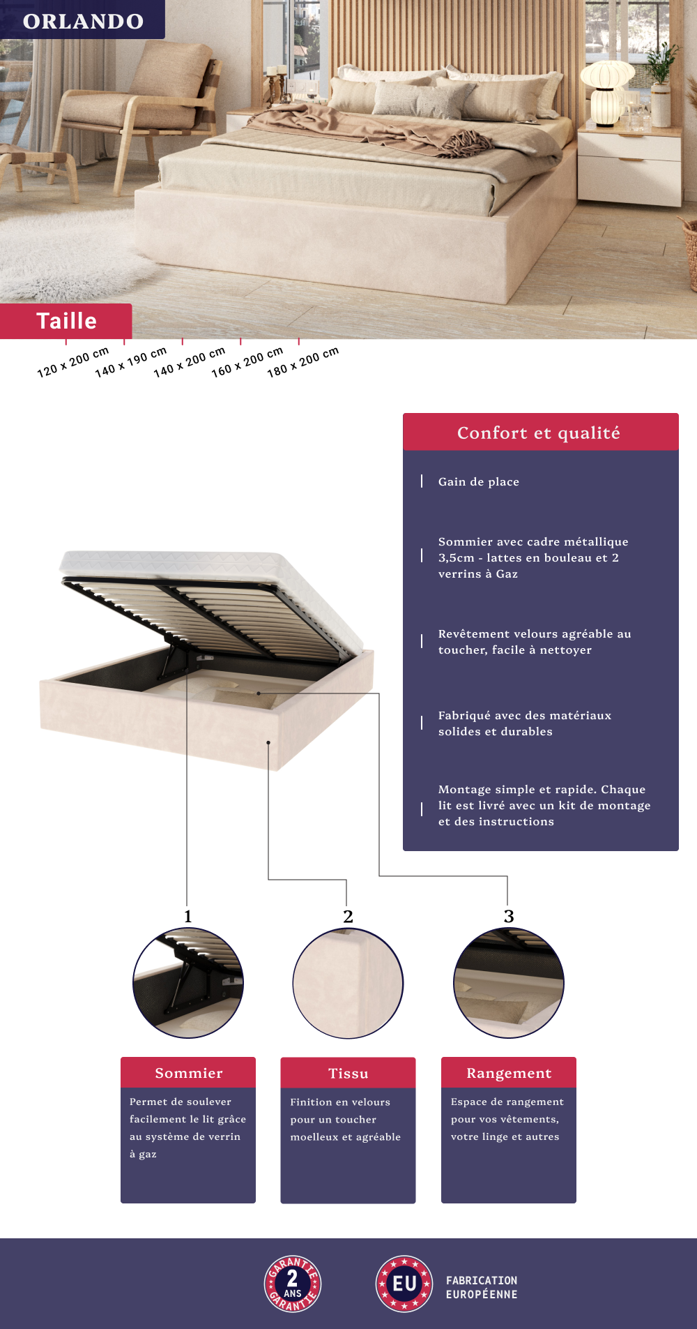 Image de la fiche produit du lit coffre Orlando